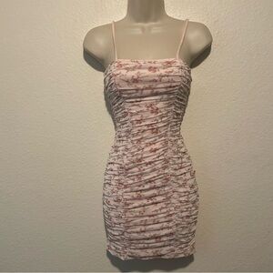 Floral Pink Ruched Dress